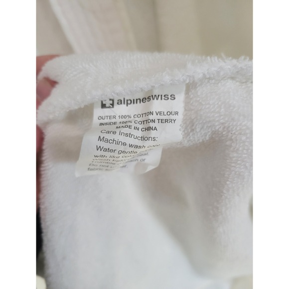 Alpine Swiss Womens White Cotton Velour Terry Cloth Shawl Collar Bathrobe L/XL - Picture 5 of 9